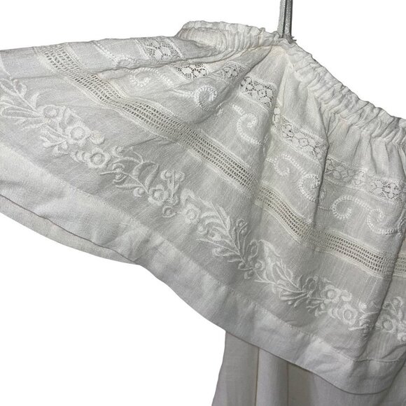 L*Space Women Abby Mini Dress Size Large White Off The Shoulder Ruffle Neck New - Picture 3 of 13